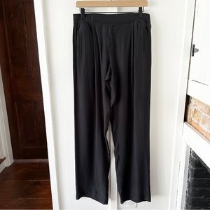ATM black silk wide leg pant